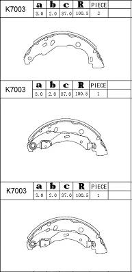 Asimco K7003 - Комплект тормозных колодок, барабанные autospares.lv