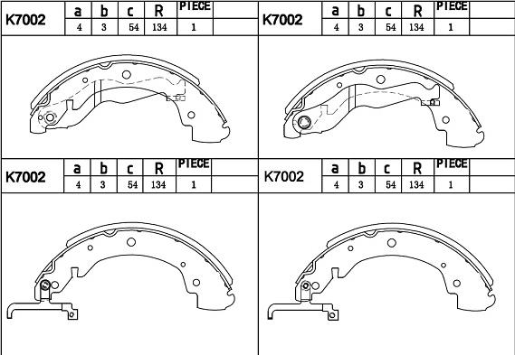 Asimco K7002 - Комплект тормозных колодок, барабанные autospares.lv