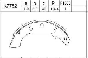 Asimco K7752 - Комплект тормозных колодок, барабанные autospares.lv