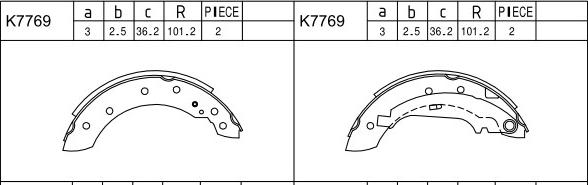 Asimco K7769 - Комплект тормозных колодок, барабанные autospares.lv