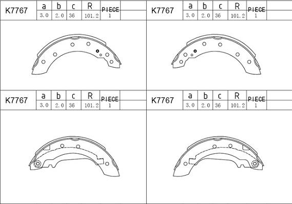 Asimco K7767 - Комплект тормозных колодок, барабанные autospares.lv