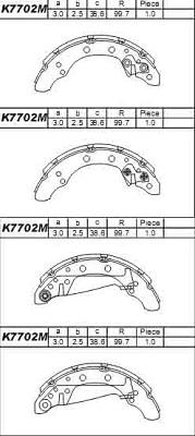 Asimco K7702M - Комплект тормозных колодок, барабанные autospares.lv