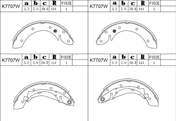 Asimco K7707W - Комплект тормозных колодок, барабанные autospares.lv