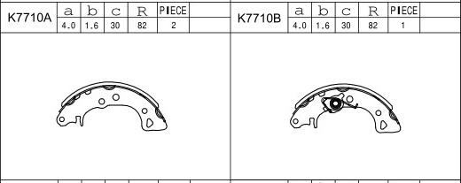 Asimco K7710 - Комплект тормозных колодок, барабанные autospares.lv
