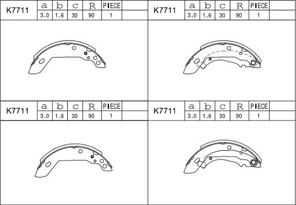 Asimco K7711 - Комплект тормозных колодок, барабанные autospares.lv