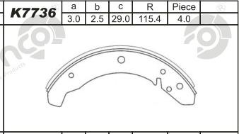 Asimco K7736 - Комплект тормозных колодок, барабанные autospares.lv