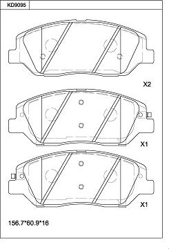 Asimco KD9095 - Тормозные колодки, дисковые, комплект autospares.lv