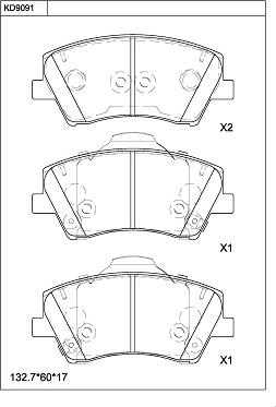 Asimco KD9091 - Тормозные колодки, дисковые, комплект autospares.lv