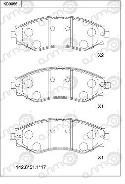 Asimco KD9055 - Тормозные колодки, дисковые, комплект autospares.lv