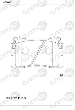 Asimco KD9069 - Тормозные колодки, дисковые, комплект autospares.lv