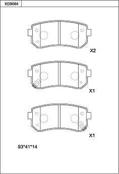 Asimco KD9064 - Тормозные колодки, дисковые, комплект autospares.lv