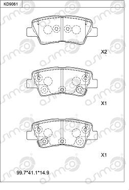 Asimco KD9061 - Тормозные колодки, дисковые, комплект autospares.lv