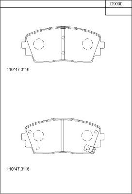 Asimco KD9000 - Тормозные колодки, дисковые, комплект autospares.lv