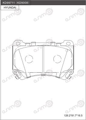 Asimco KD9008 - Тормозные колодки, дисковые, комплект autospares.lv