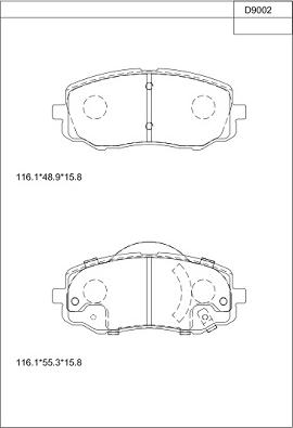 Asimco KD9002 - Тормозные колодки, дисковые, комплект autospares.lv