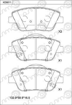 Asimco KD9011 - Тормозные колодки, дисковые, комплект autospares.lv