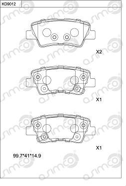 Asimco KD9012 - Тормозные колодки, дисковые, комплект autospares.lv