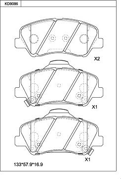 Asimco KD9086 - Тормозные колодки, дисковые, комплект autospares.lv