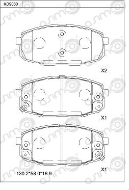 Asimco KD9030 - Тормозные колодки, дисковые, комплект autospares.lv