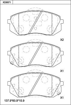 Asimco KD9071 - Тормозные колодки, дисковые, комплект autospares.lv