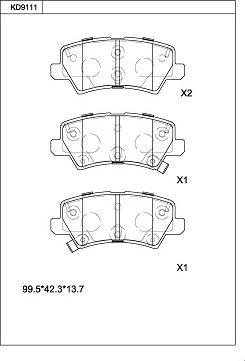 Asimco KD9111 - Тормозные колодки, дисковые, комплект autospares.lv