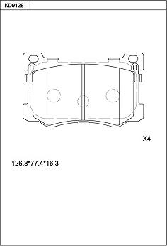 Asimco KD9128 - Тормозные колодки, дисковые, комплект autospares.lv