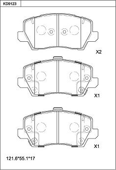 Asimco KD9123 - Тормозные колодки, дисковые, комплект autospares.lv