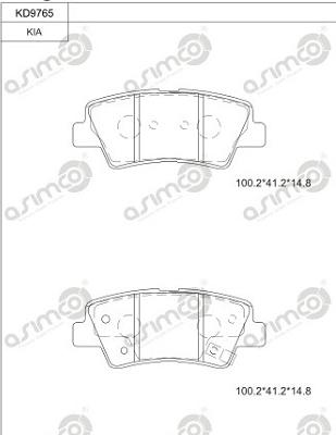 Asimco KD9765 - Тормозные колодки, дисковые, комплект autospares.lv