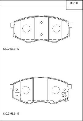 Asimco KD9780 - Тормозные колодки, дисковые, комплект autospares.lv