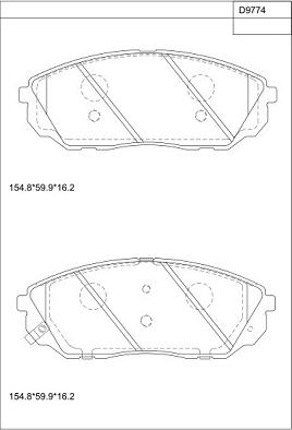 Asimco KD9774 - Тормозные колодки, дисковые, комплект autospares.lv