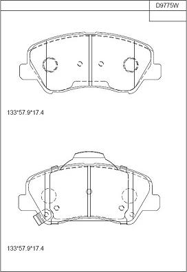 Asimco KD9775W - Тормозные колодки, дисковые, комплект autospares.lv