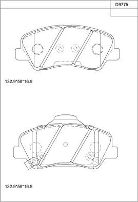 Asimco KD9775 - Тормозные колодки, дисковые, комплект autospares.lv