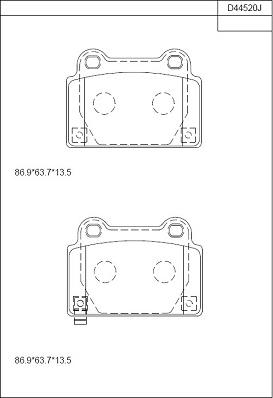 Asimco KD44520 - Тормозные колодки, дисковые, комплект autospares.lv