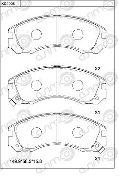 Asimco KD4008 - Тормозные колодки, дисковые, комплект autospares.lv