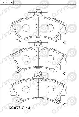 Asimco KD4023 - Тормозные колодки, дисковые, комплект autospares.lv