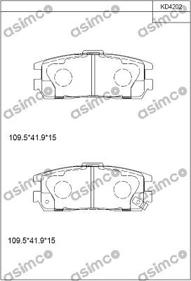 Asimco KD4202 - Тормозные колодки, дисковые, комплект autospares.lv