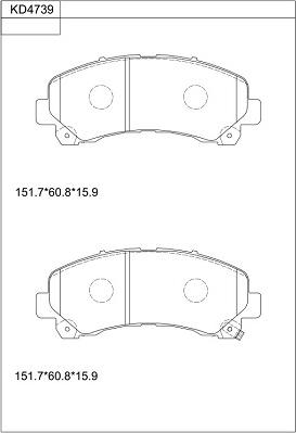 Asimco KD4739 - Тормозные колодки, дисковые, комплект autospares.lv