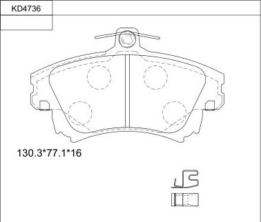 Asimco KD4736 - Тормозные колодки, дисковые, комплект autospares.lv