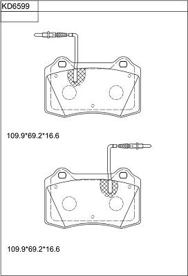 Asimco KD6599 - Тормозные колодки, дисковые, комплект autospares.lv