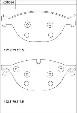 Asimco KD6594 - Тормозные колодки, дисковые, комплект autospares.lv