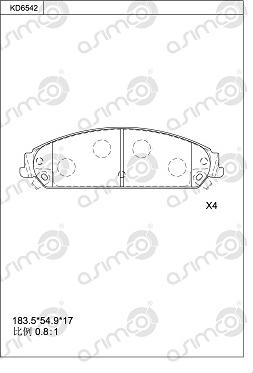 Asimco KD6542 - Тормозные колодки, дисковые, комплект autospares.lv