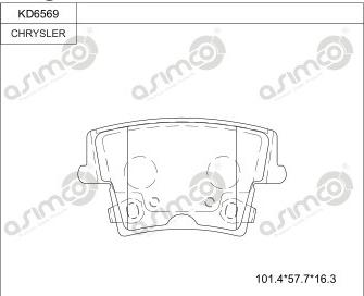 Asimco KD6569 - Тормозные колодки, дисковые, комплект autospares.lv