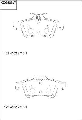 Asimco KD6508W - Тормозные колодки, дисковые, комплект autospares.lv