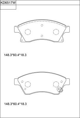 Asimco KD6517W - Тормозные колодки, дисковые, комплект autospares.lv