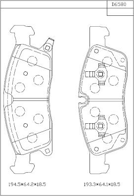 Asimco KD6580 - Тормозные колодки, дисковые, комплект autospares.lv