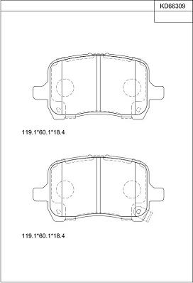 Asimco KD66309 - Тормозные колодки, дисковые, комплект autospares.lv