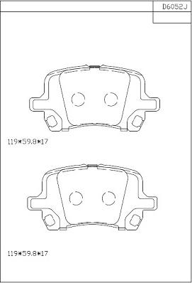 Asimco KD6052 - Тормозные колодки, дисковые, комплект autospares.lv