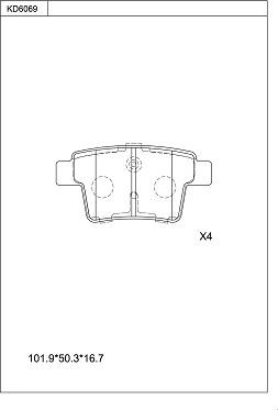 Asimco KD6069 - Тормозные колодки, дисковые, комплект autospares.lv