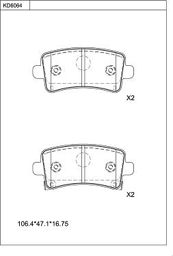 Asimco KD6064 - Тормозные колодки, дисковые, комплект autospares.lv