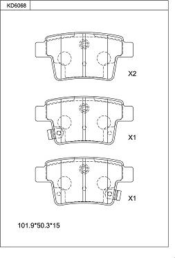 Asimco KD6068 - Тормозные колодки, дисковые, комплект autospares.lv